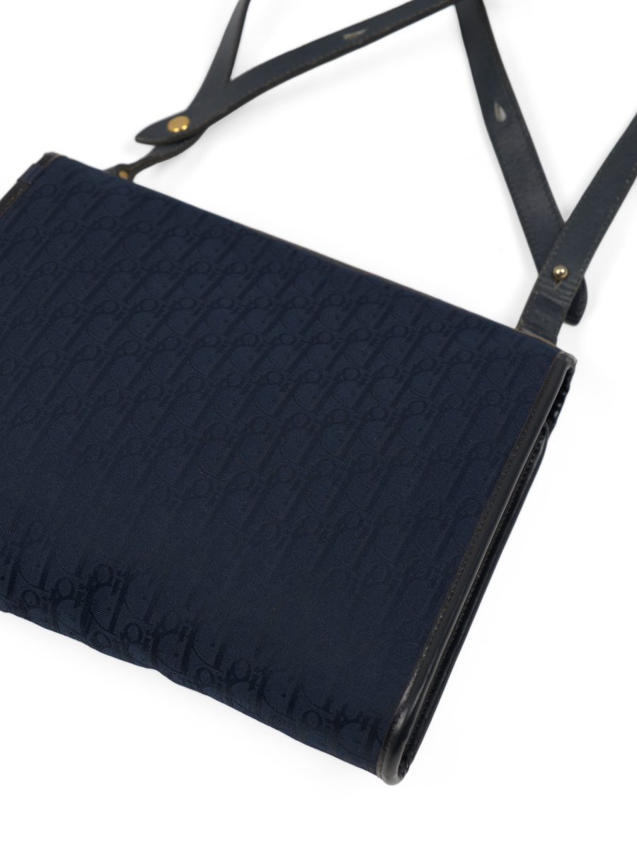 Vintage Dior Navy Oblique Monogram Canvas Shoulder Bag Purse — photo 8
