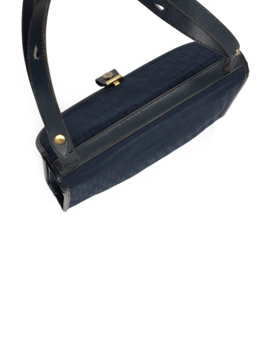 Vintage Dior Navy Oblique Monogram Canvas Shoulder Bag Purse — photo 9