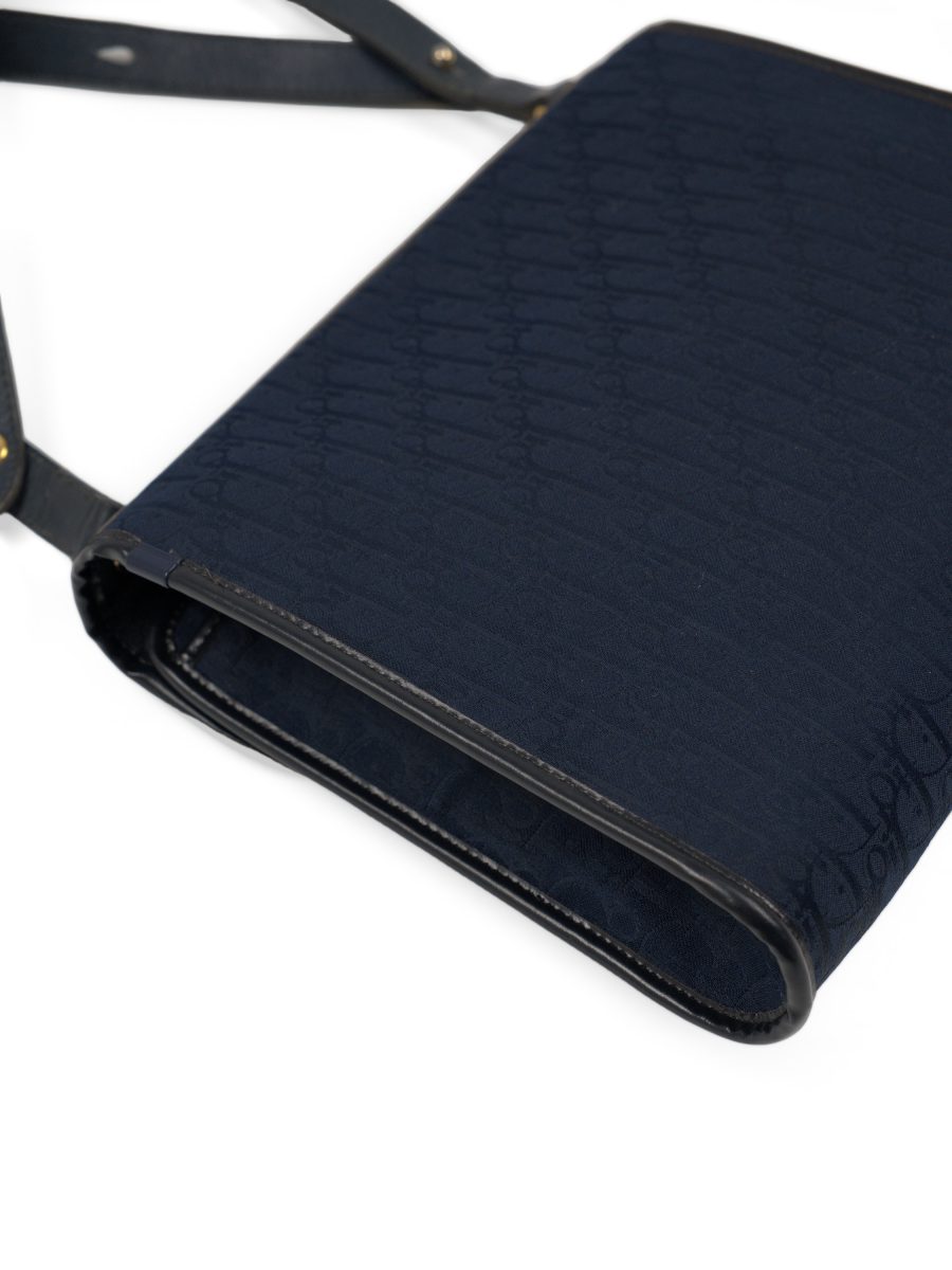 Vintage Dior Navy Oblique Monogram Canvas Shoulder Bag Purse — photo 10