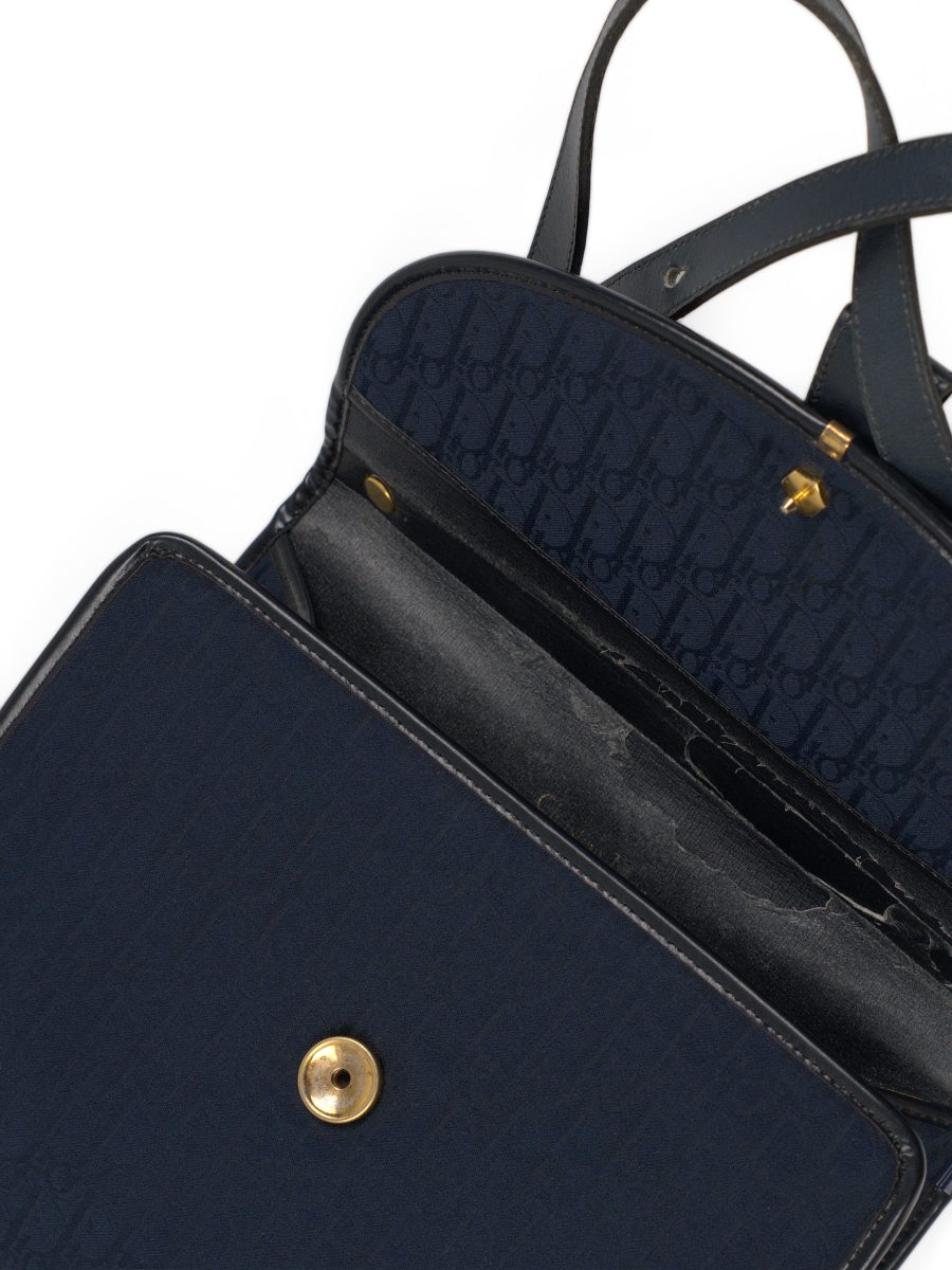 Vintage Dior Navy Oblique Monogram Canvas Shoulder Bag Purse — photo 11