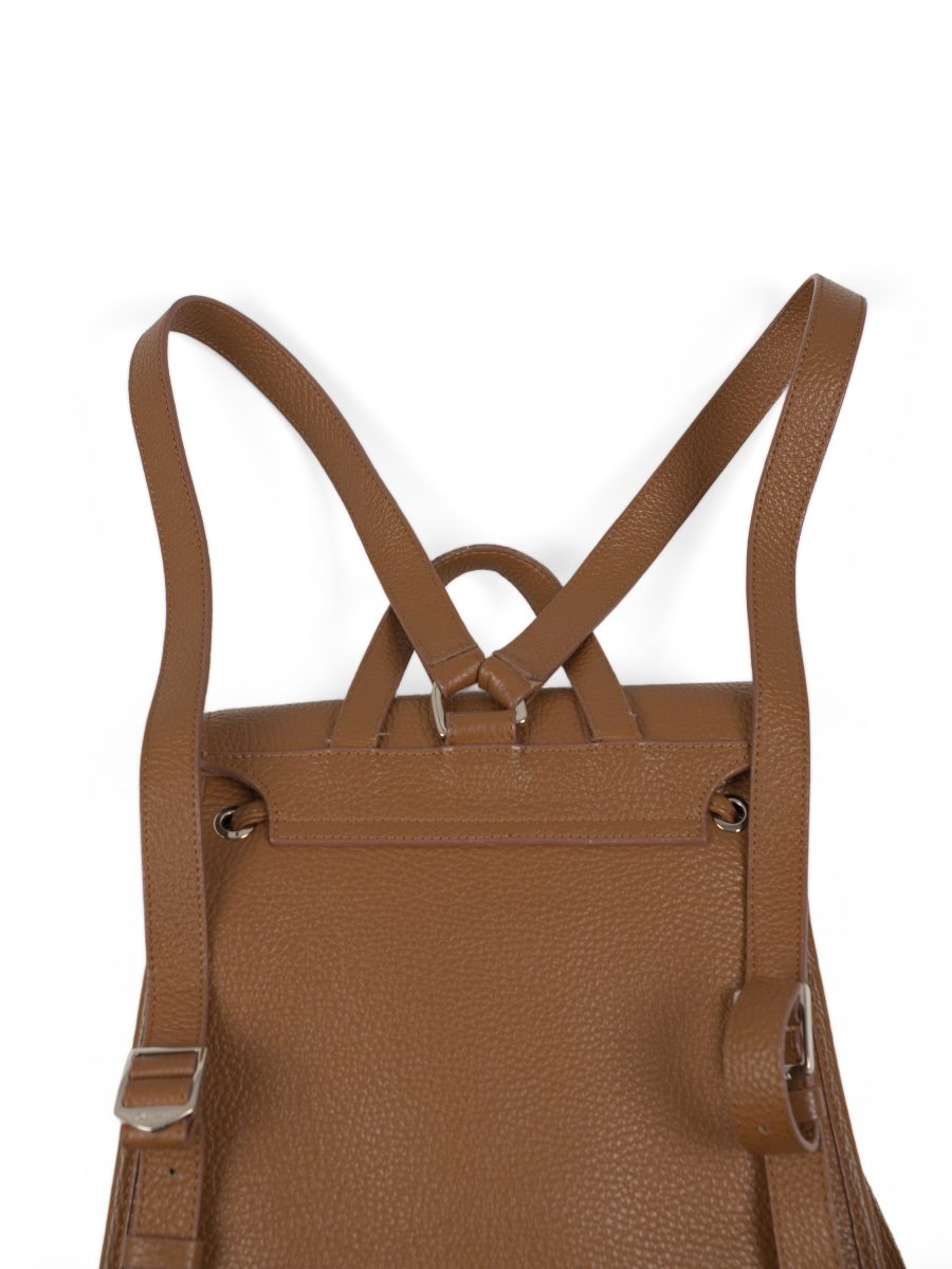Santoni Tan Leather Drawstring Tassel Womens Backpack Bag — photo 6