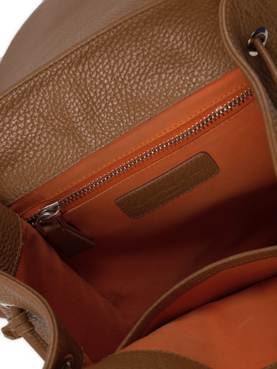 Santoni Tan Leather Drawstring Tassel Womens Backpack Bag — photo 12