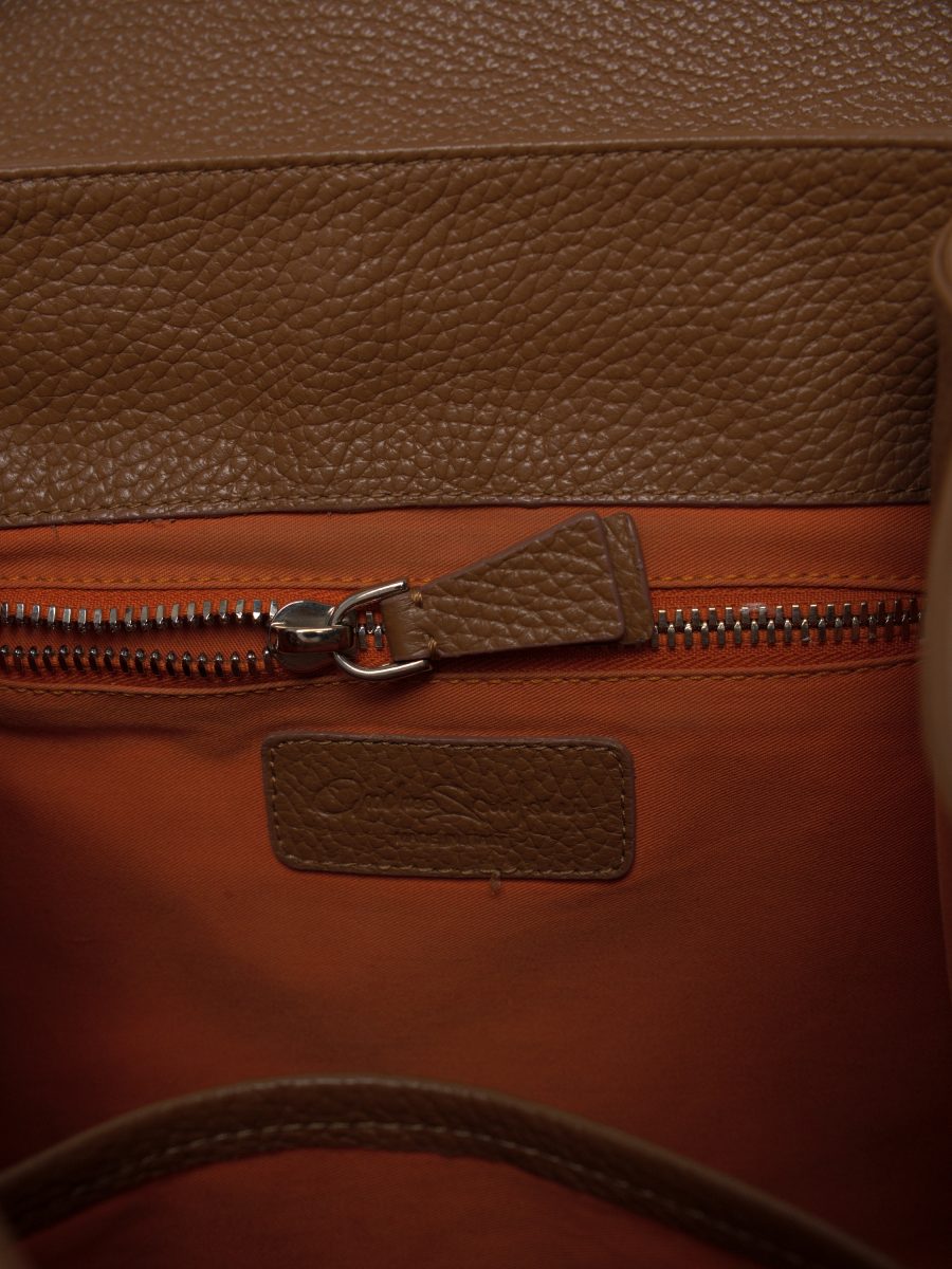 Santoni Tan Leather Drawstring Tassel Womens Backpack Bag — photo 13