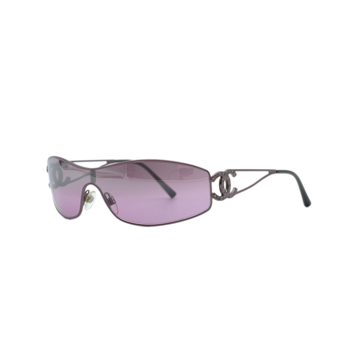 Vintage Chanel 4073 Pink Rimless Crystal CC Logo Sunglasses
