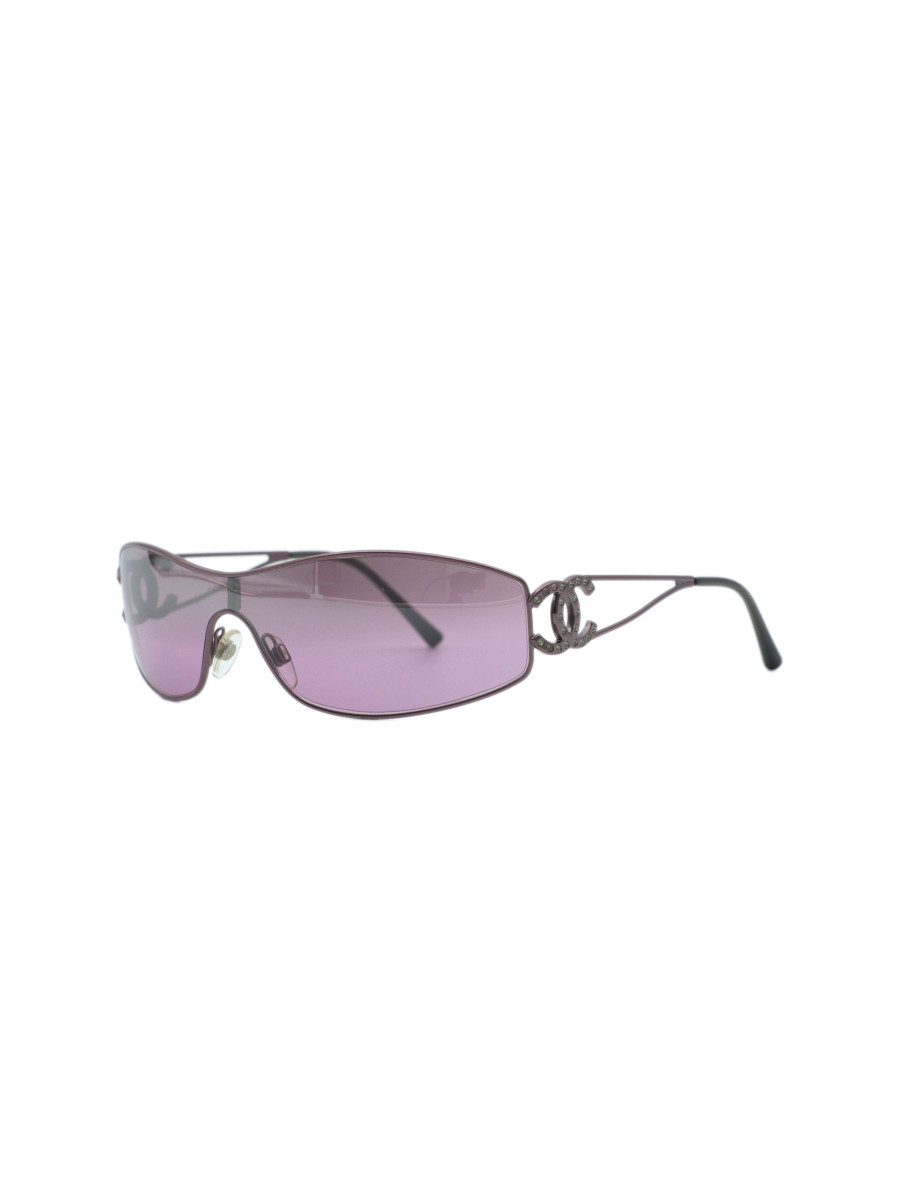 Vintage Chanel 4073 Pink Rimless Crystal CC Logo Sunglasses