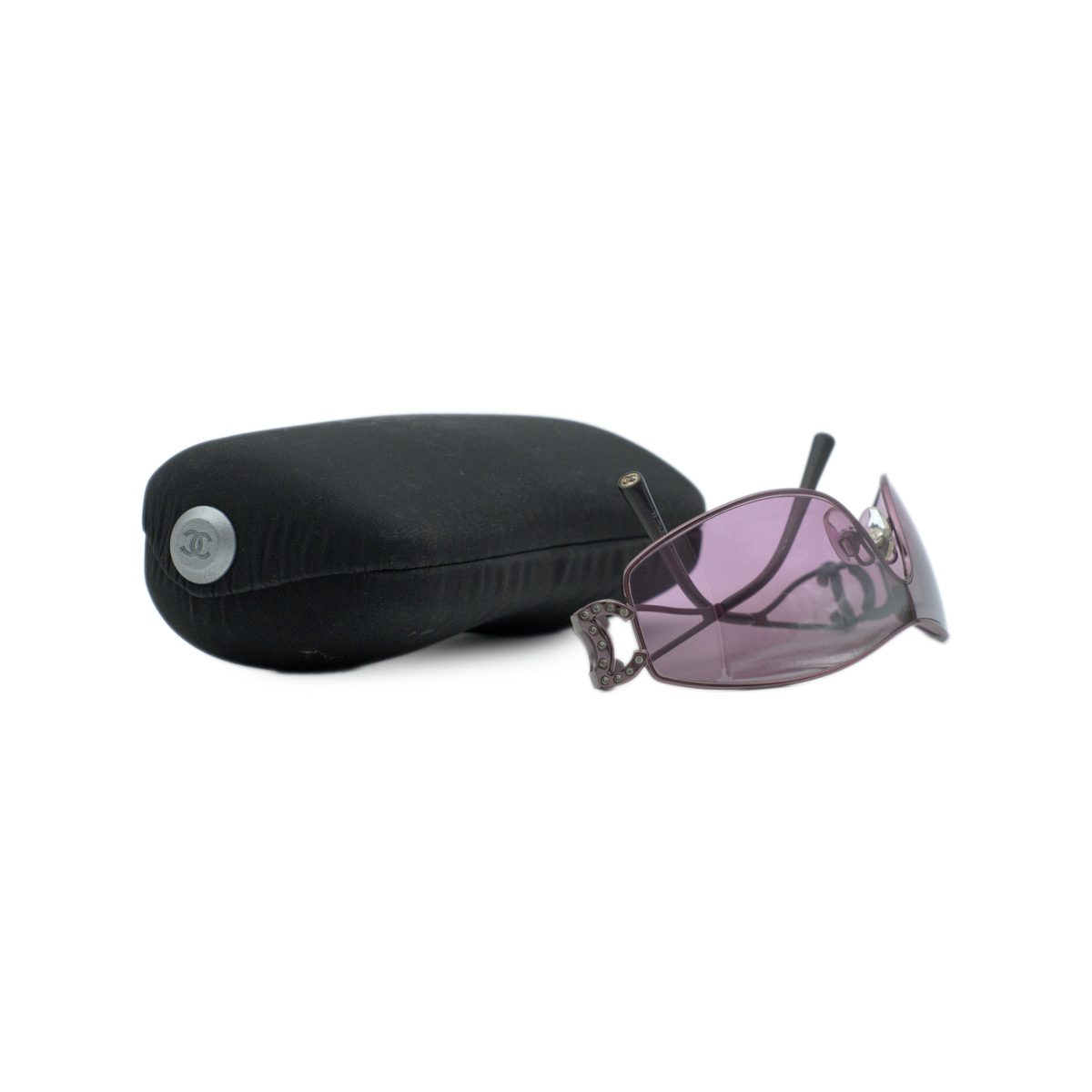 Vintage Chanel 4073 Pink Rimless Crystal CC Logo Sunglasses — photo 11