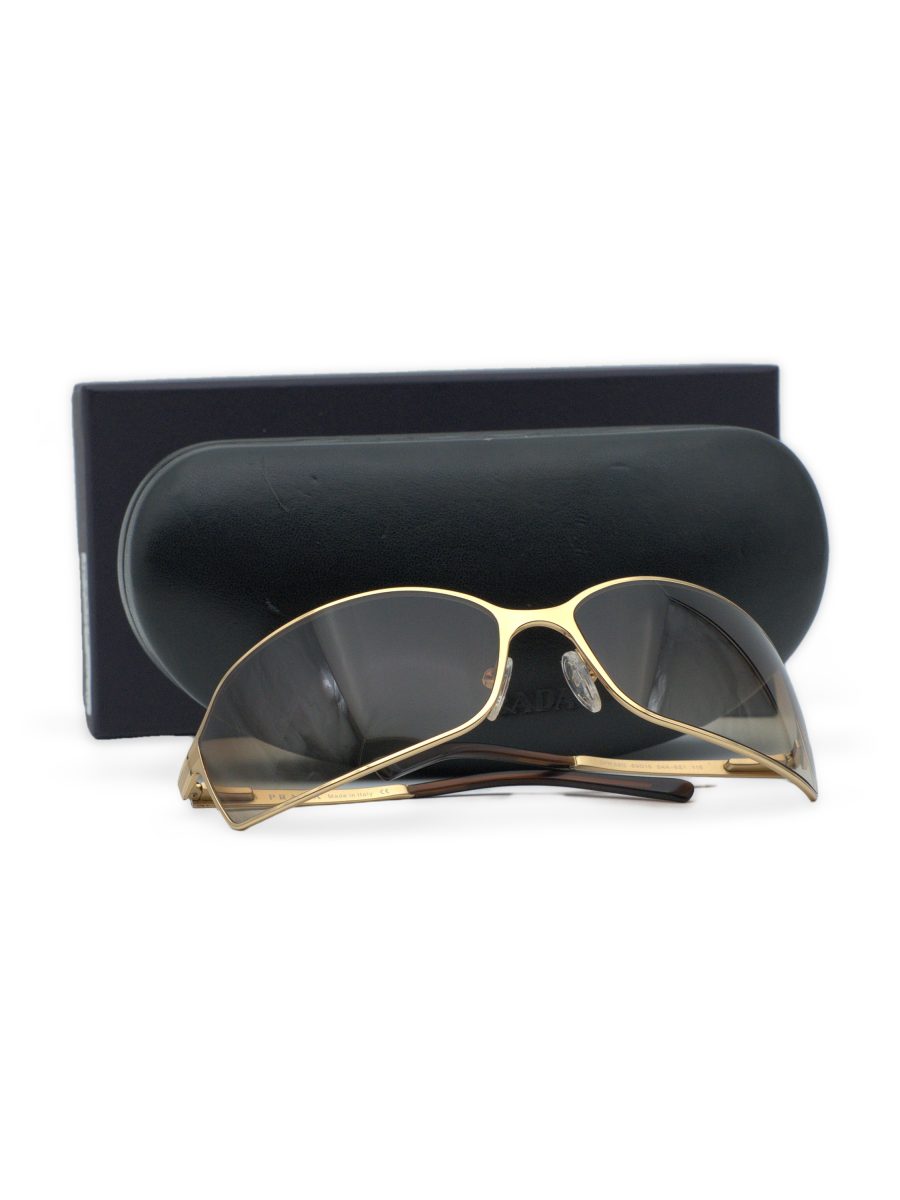 Vintage Prada SPR 58G Gold Brown Wrap Womens Sunglasses — photo 10