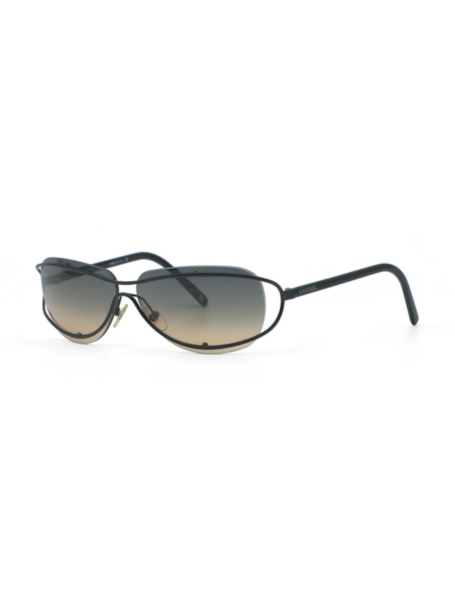Vintage Chanel 4027 Black Gradient Rimless CC Sunglasses