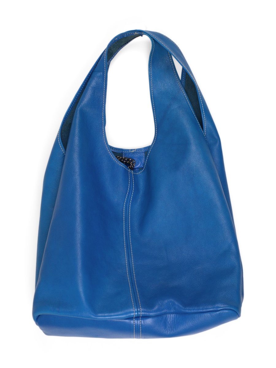 Vintage Jil Sander Cobalt Blue Leather Hobo Shoulder Bag — photo 2