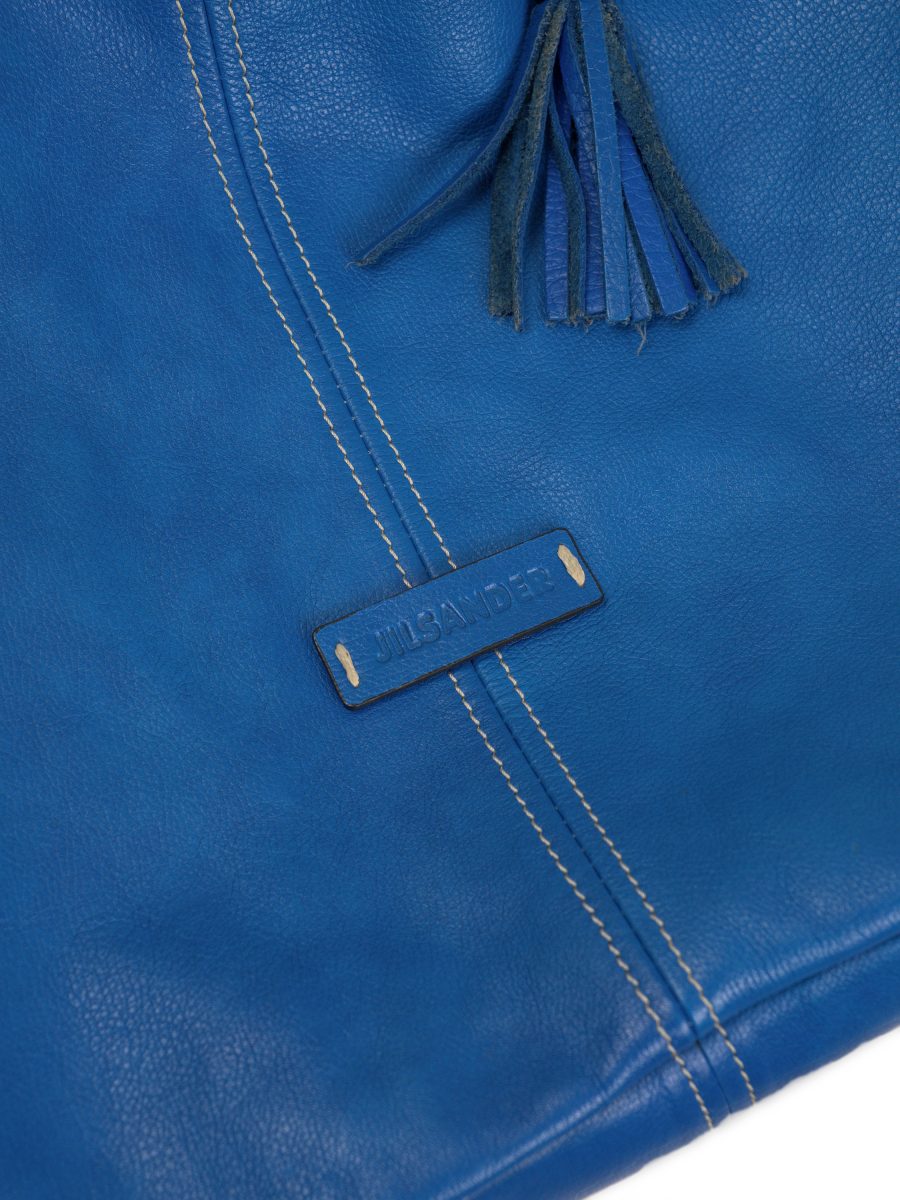 Vintage Jil Sander Cobalt Blue Leather Hobo Shoulder Bag — photo 3