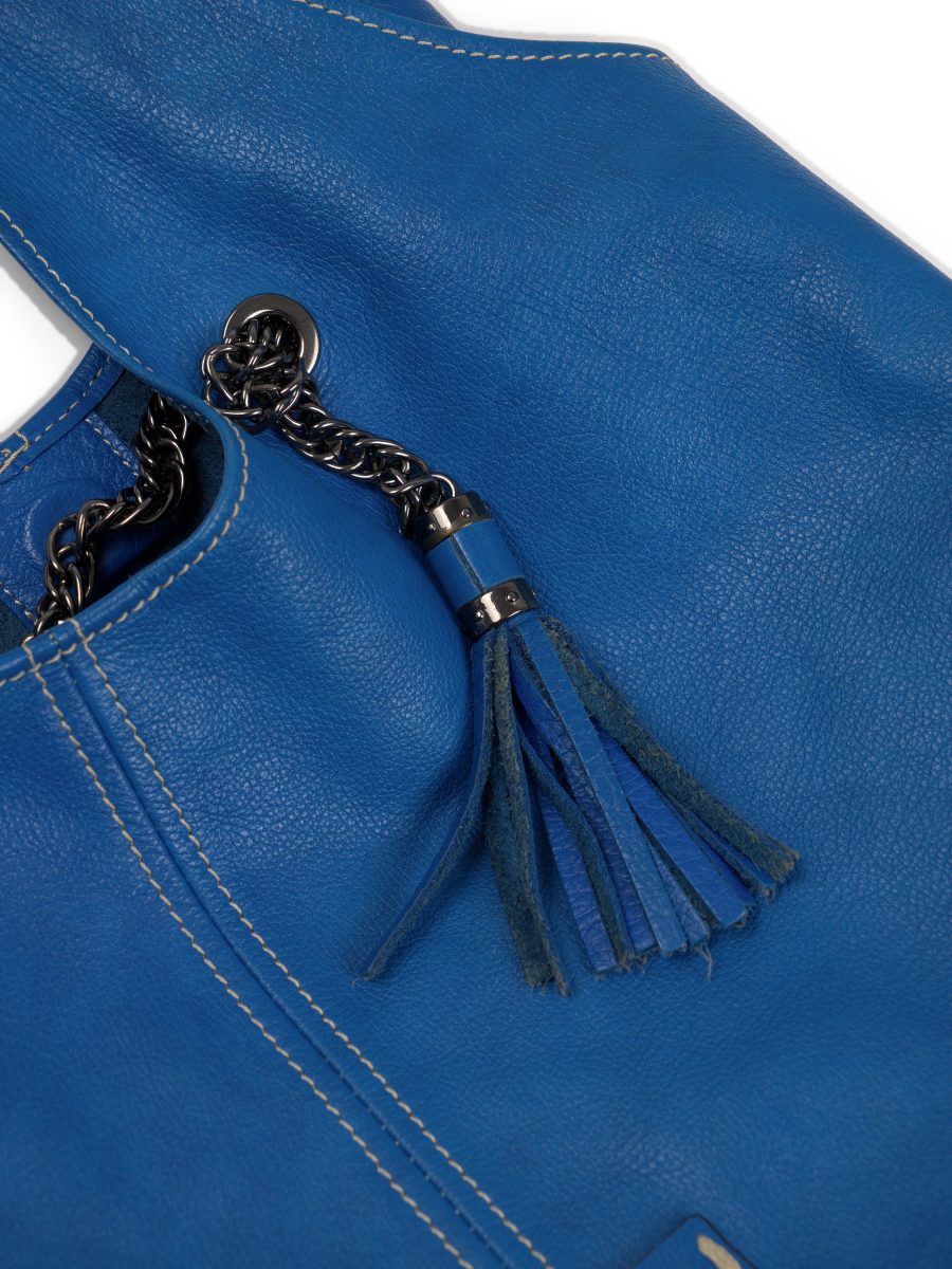 Vintage Jil Sander Cobalt Blue Leather Hobo Shoulder Bag — photo 4