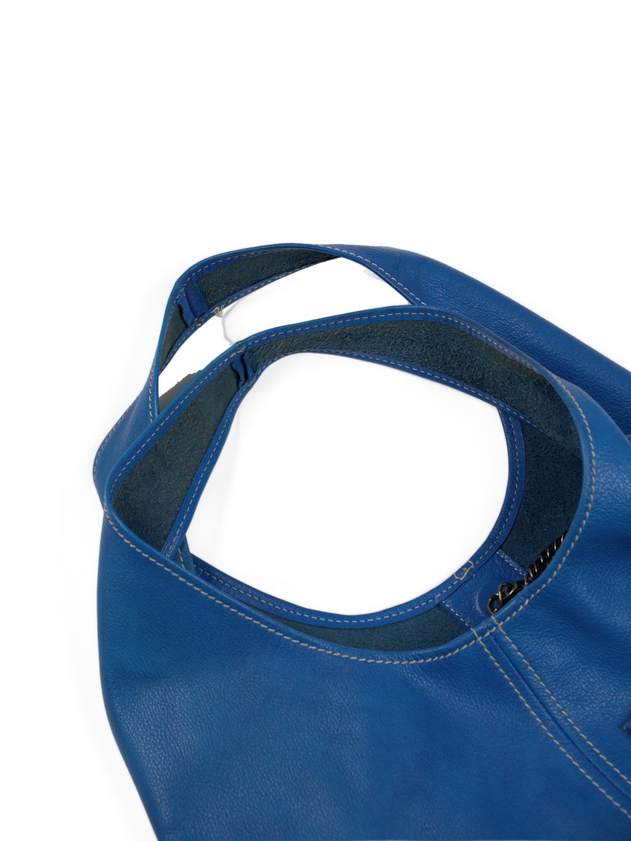 Vintage Jil Sander Cobalt Blue Leather Hobo Shoulder Bag — photo 6