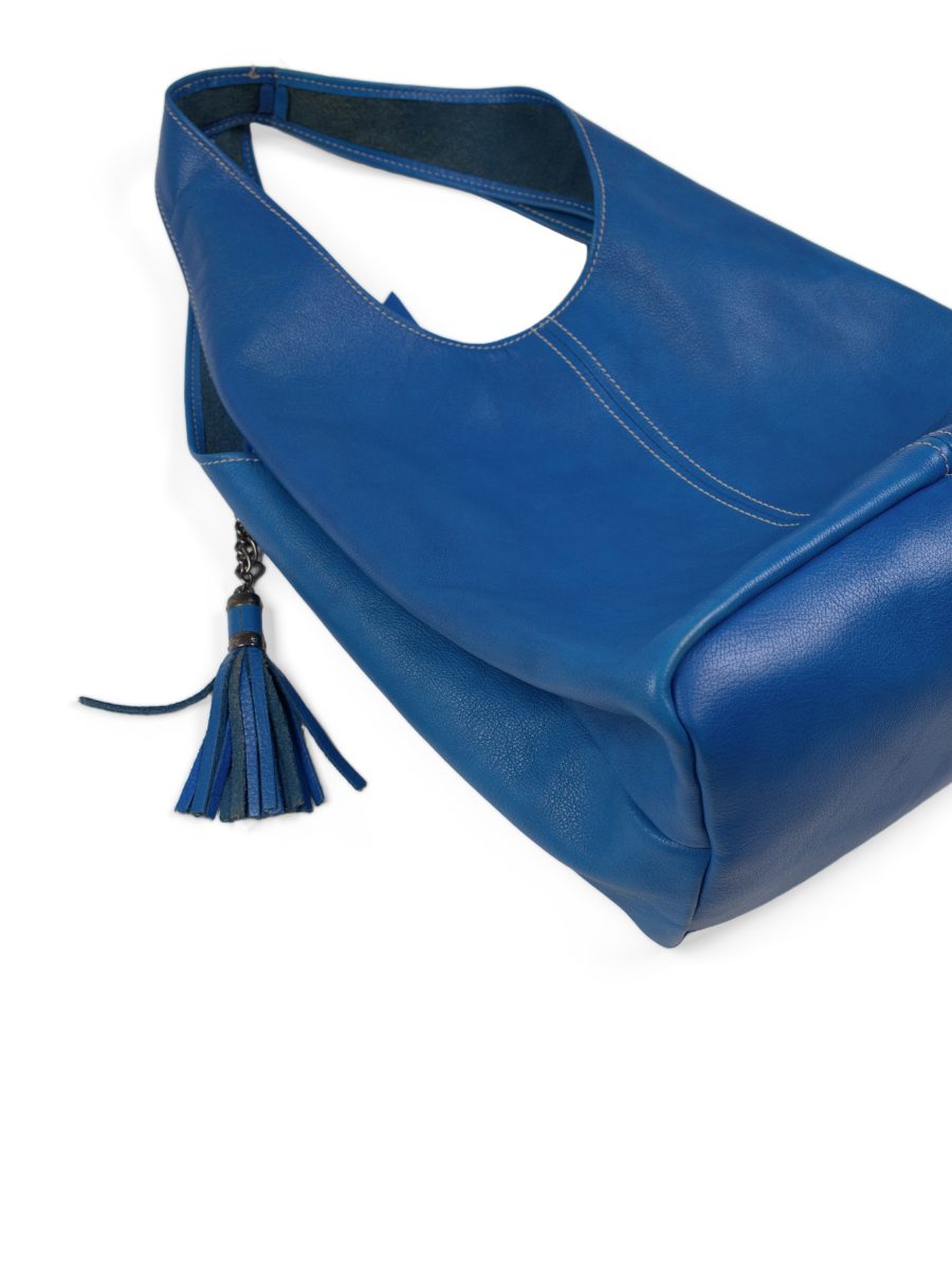 Vintage Jil Sander Cobalt Blue Leather Hobo Shoulder Bag — photo 7