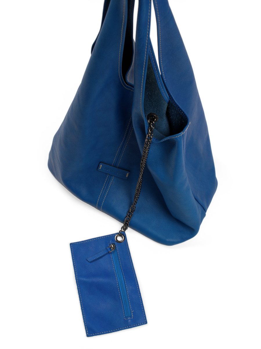 Vintage Jil Sander Cobalt Blue Leather Hobo Shoulder Bag — photo 8