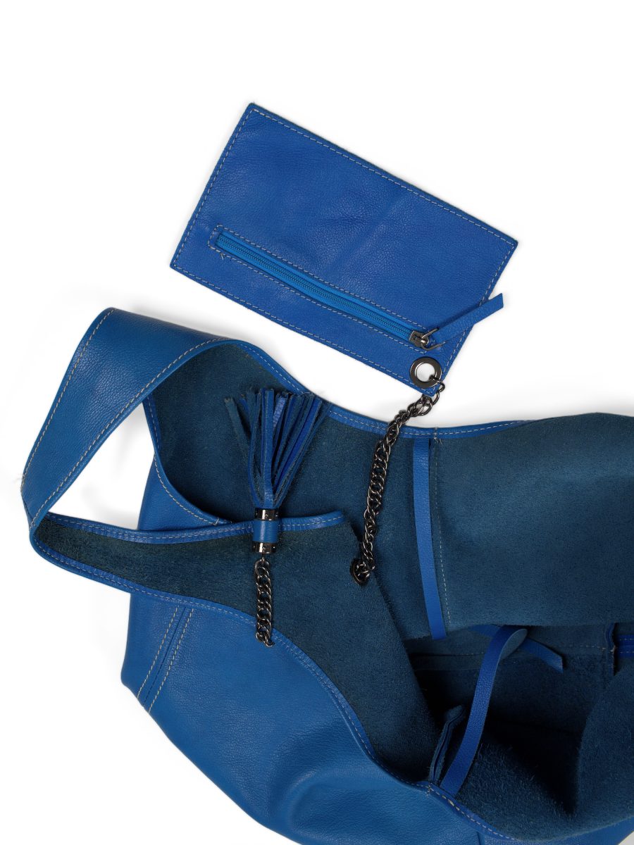 Vintage Jil Sander Cobalt Blue Leather Hobo Shoulder Bag — photo 9