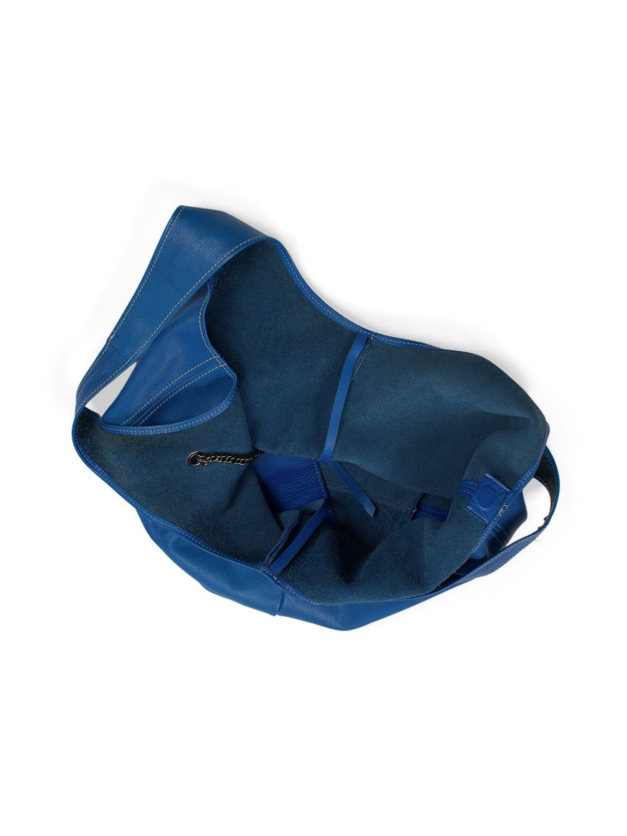 Vintage Jil Sander Cobalt Blue Leather Hobo Shoulder Bag — photo 10