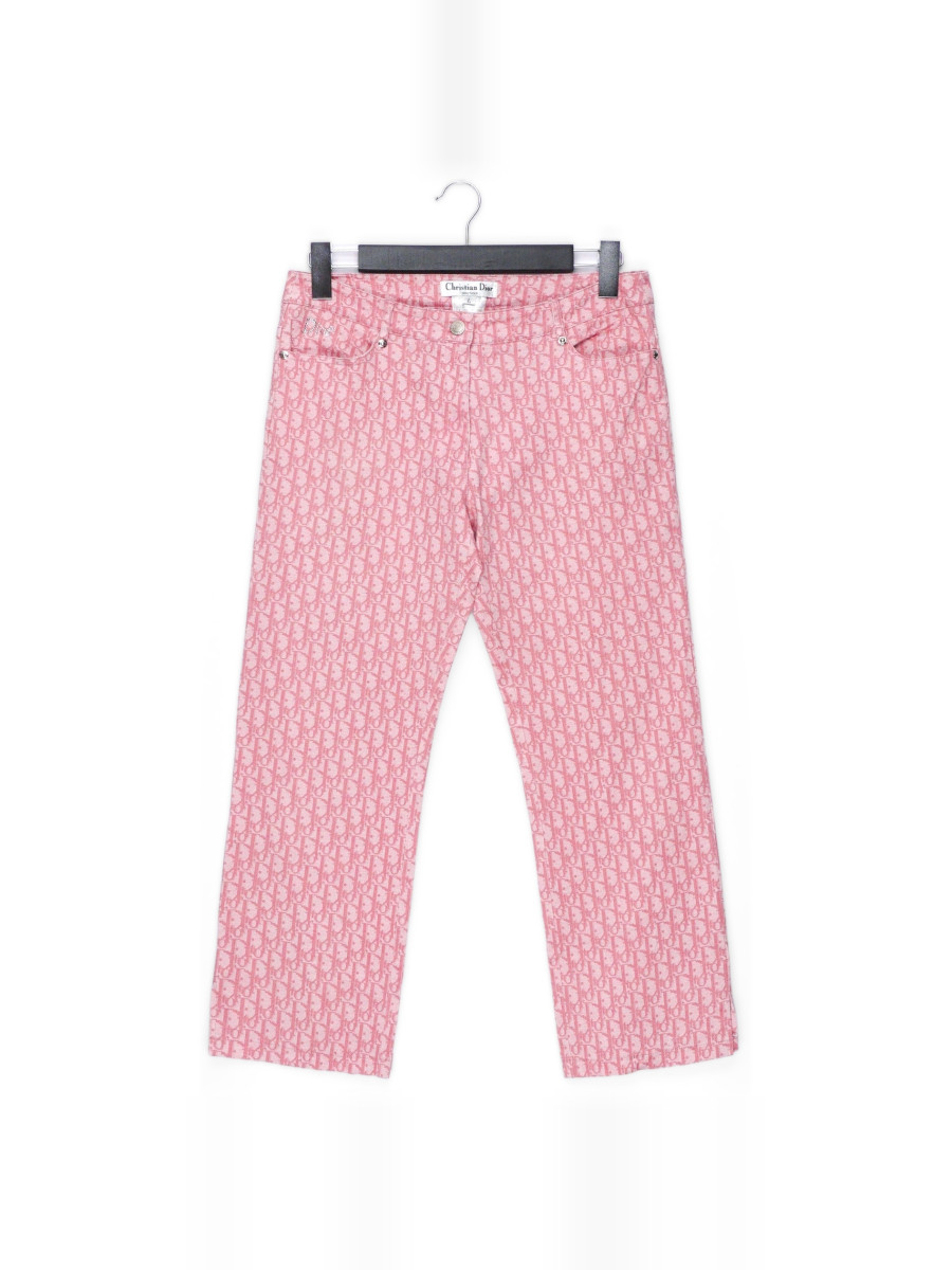 Dior Pink Oblique Monogram Logo Womens Trouser Pants Size L