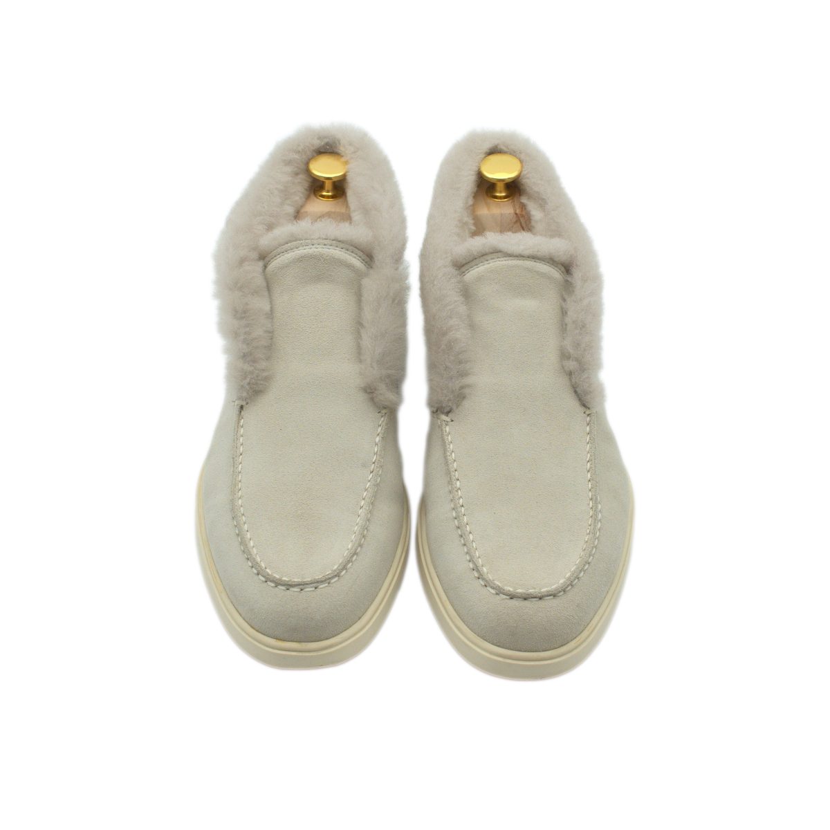 Santoni Caoutchouc Cream Suede Shearling Womens Ankle Boots — photo 2