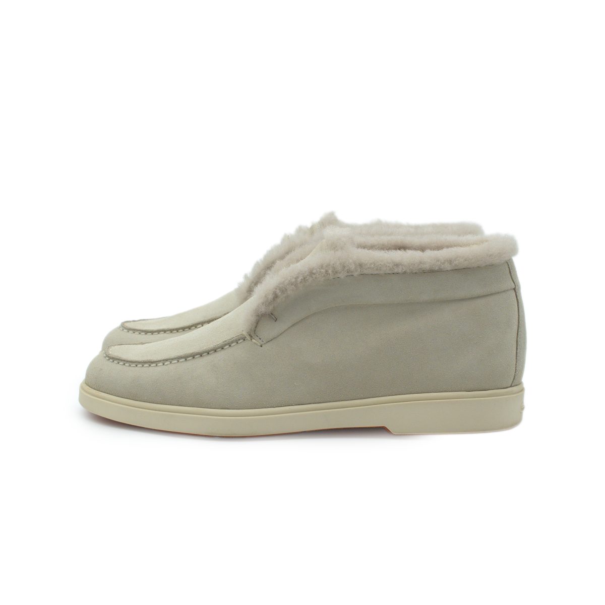 Santoni Caoutchouc Cream Suede Shearling Womens Ankle Boots — photo 3