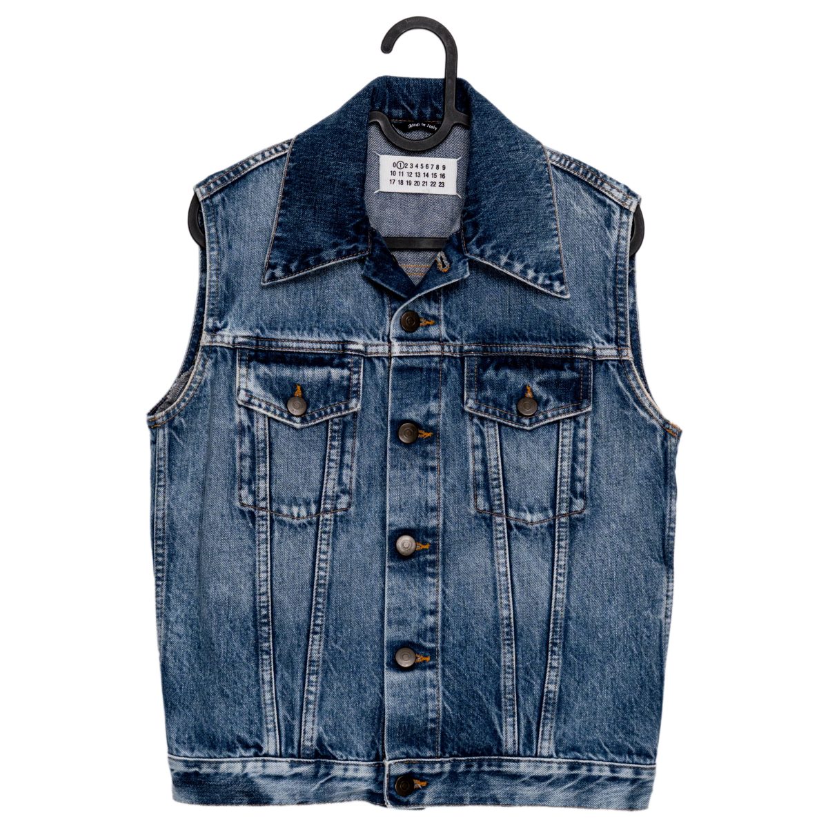 Maison Margiela Blue Washed Denim Trucker Vest Gilet Size S