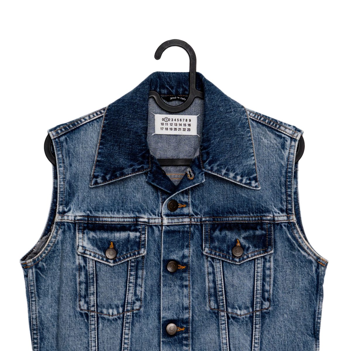 Maison Margiela Blue Washed Denim Trucker Vest Gilet Size S — photo 3