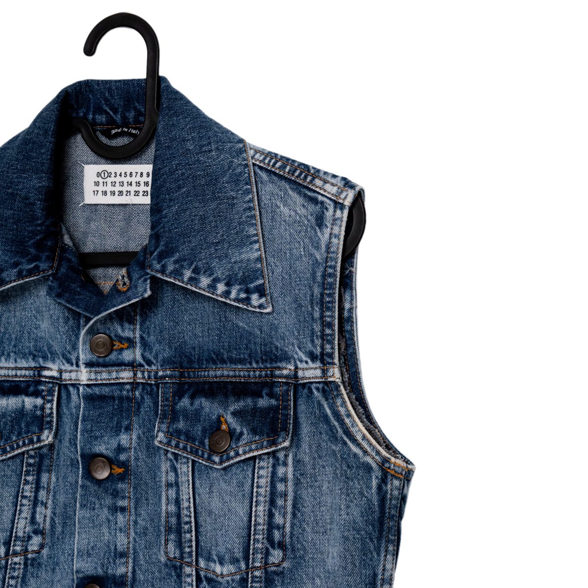 Maison Margiela Blue Washed Denim Trucker Vest Gilet Size S — photo 4