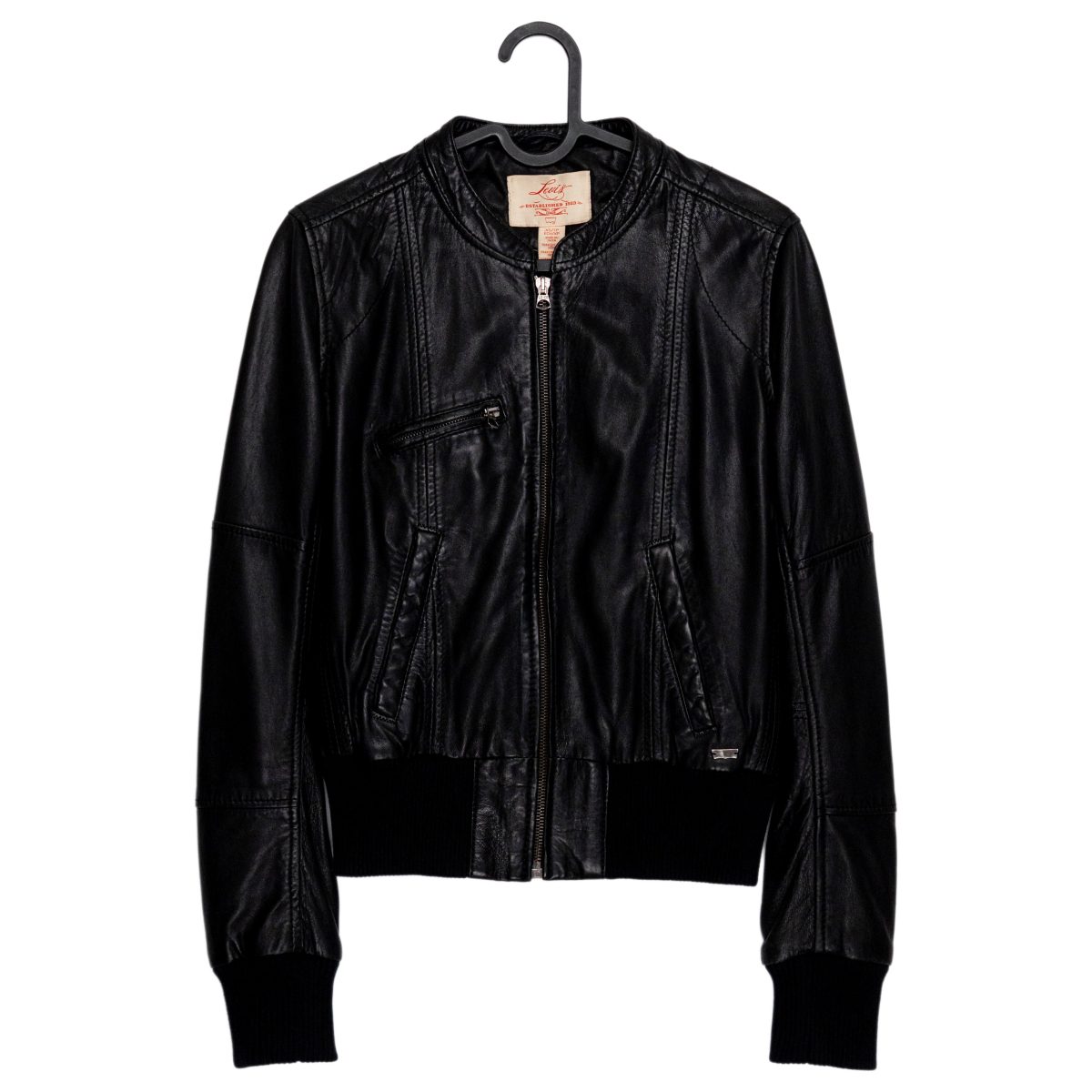 Levi's Black Lamb Leather Batwing Logo Womens Bomber Jacket
