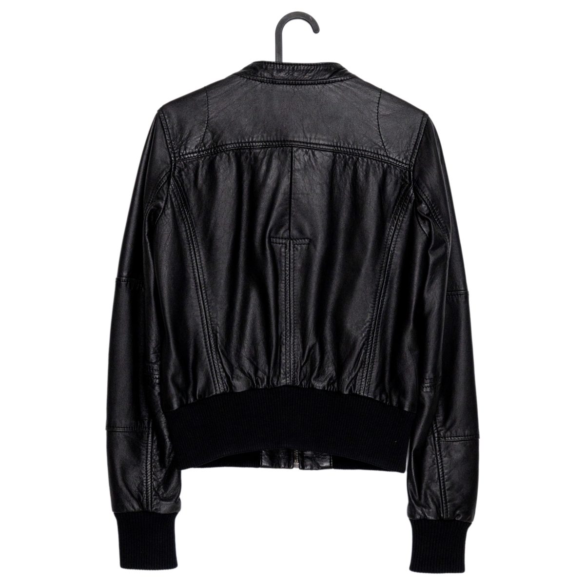 Levi's Black Lamb Leather Batwing Logo Womens Bomber Jacket — photo 2