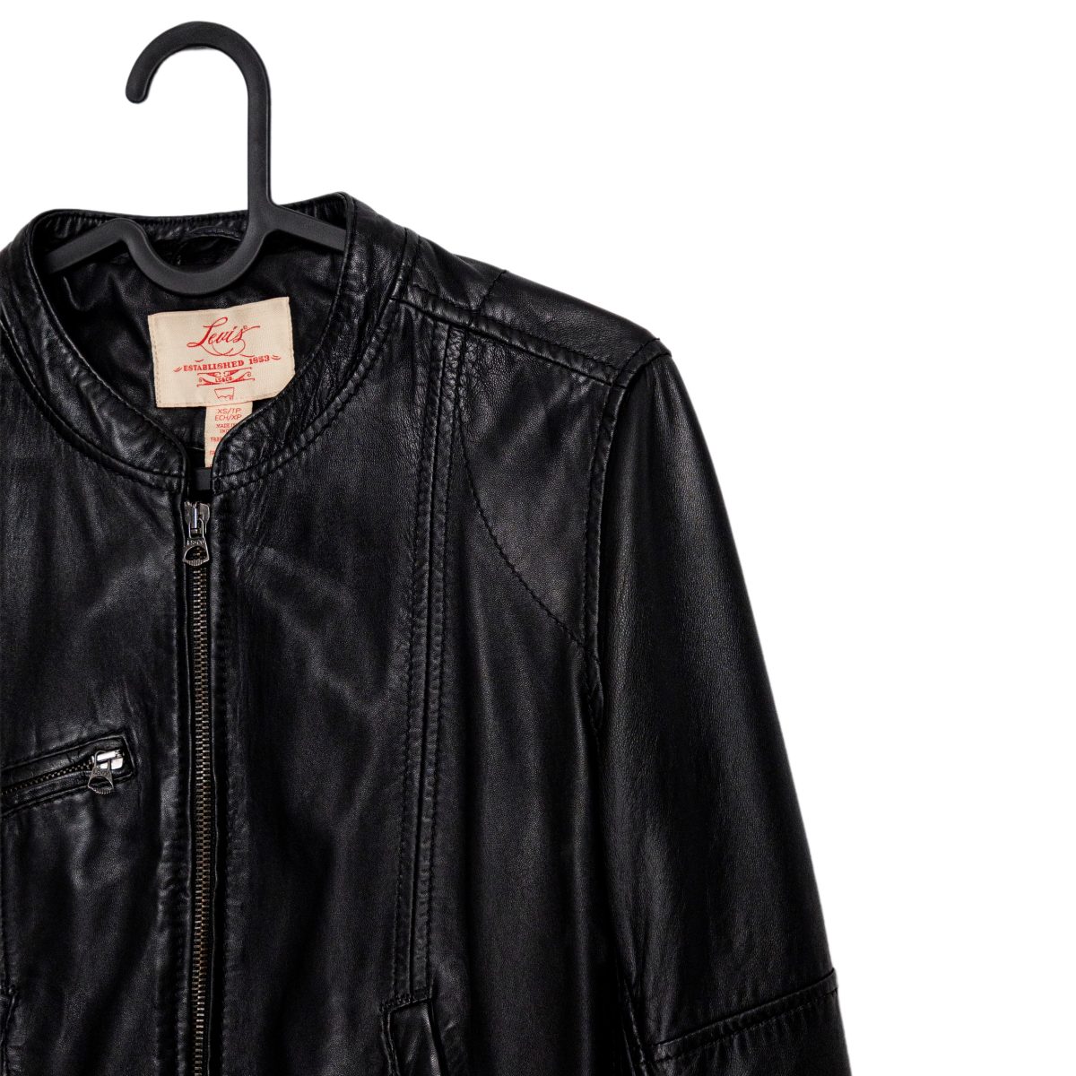 Levi's Black Lamb Leather Batwing Logo Womens Bomber Jacket — photo 4