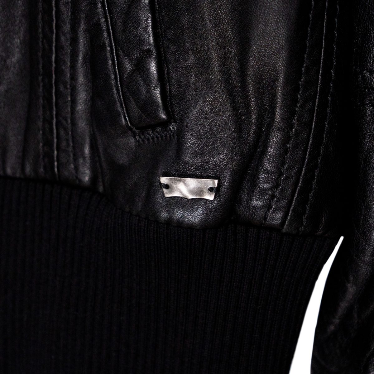 Levi's Black Lamb Leather Batwing Logo Womens Bomber Jacket — photo 5