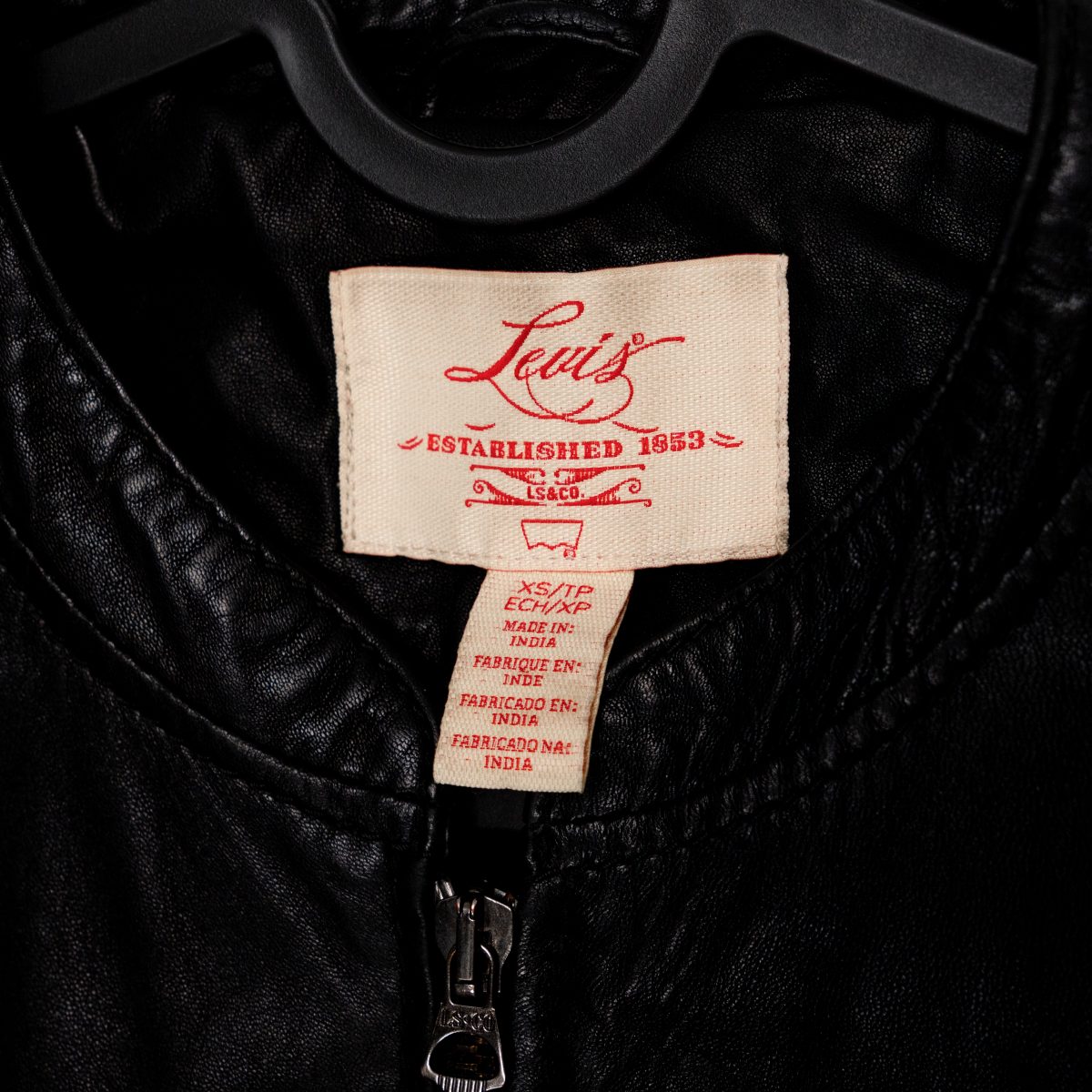 Levi's Black Lamb Leather Batwing Logo Womens Bomber Jacket — photo 7