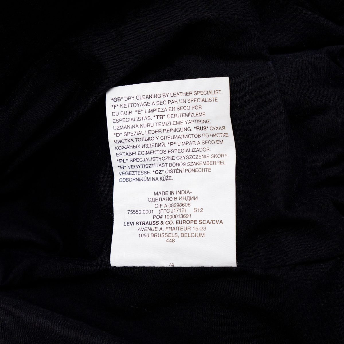 Levi's Black Lamb Leather Batwing Logo Womens Bomber Jacket — photo 11