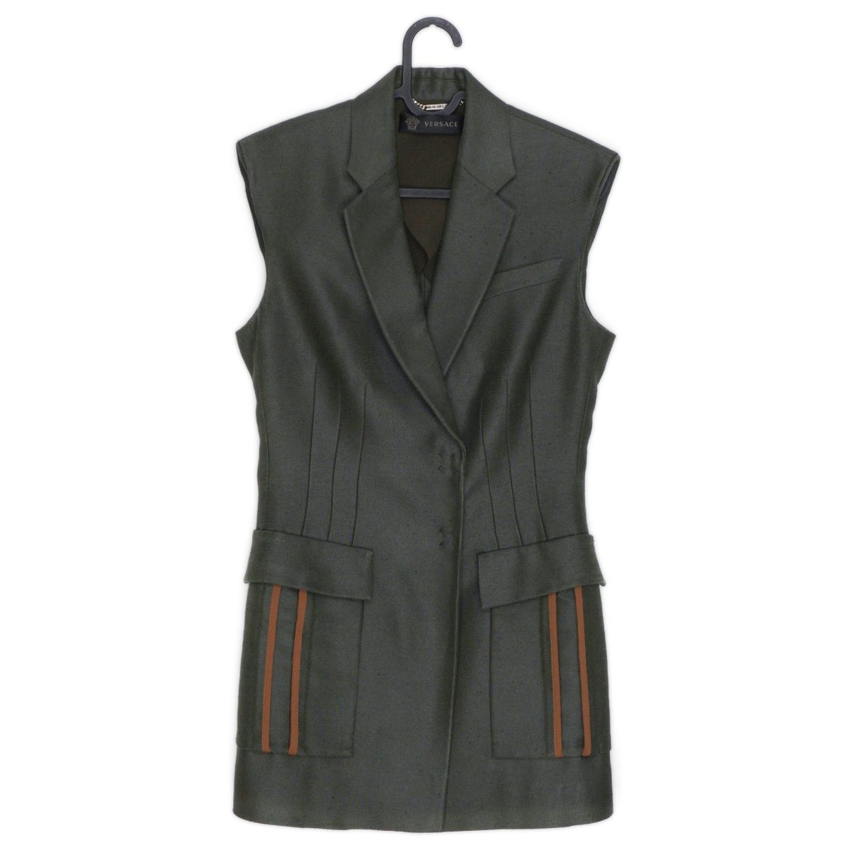 Donatella Versace SS16 Army Jungle Green Belted Dress Jacket