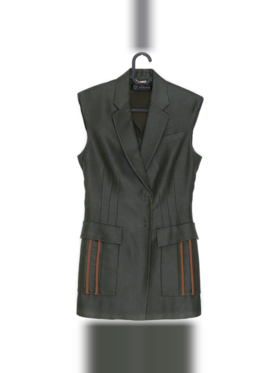 Donatella Versace SS16 Army Jungle Green Belted Dress Jacket