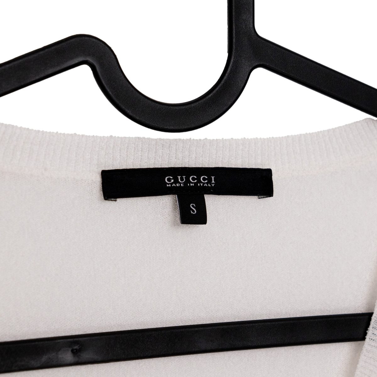 Gucci Ivory Sheer Knit V-Neck GG Logo Womens Sweater Size S — photo 5
