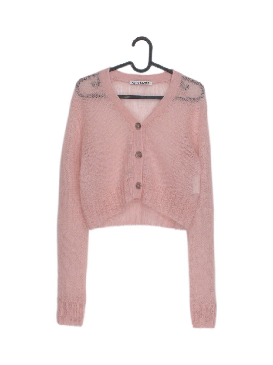 Acne Studios Kodilia Pink Mohair Cropped Womens Cardigan