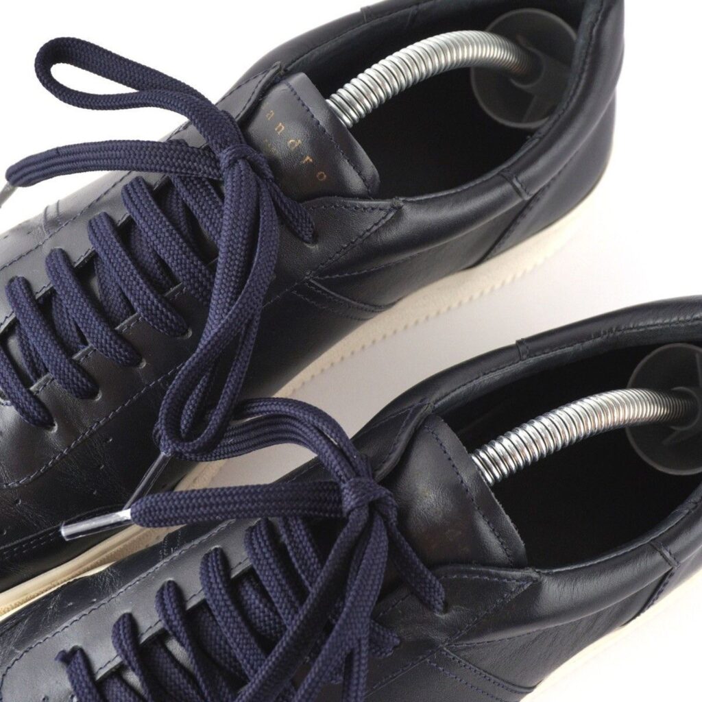 Sandro Plain Cow Leather Low Top Navy Sneakers — photo 6