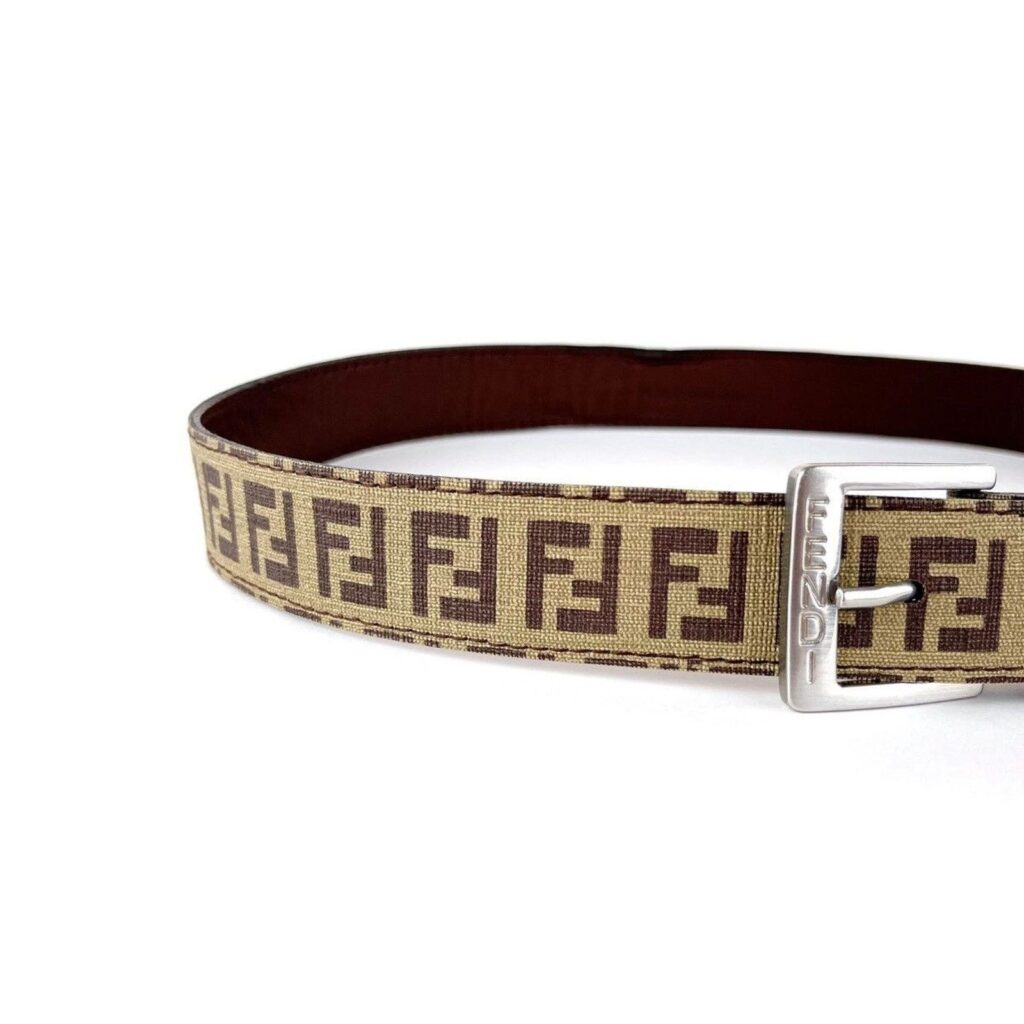 Vintage Fendi Zucca Monogram Pattern Womens Logo FF Belt — photo 2