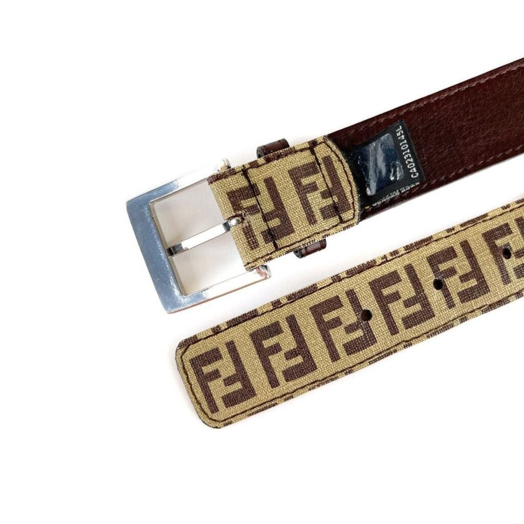 Vintage Fendi Zucca Monogram Pattern Womens Logo FF Belt — photo 3