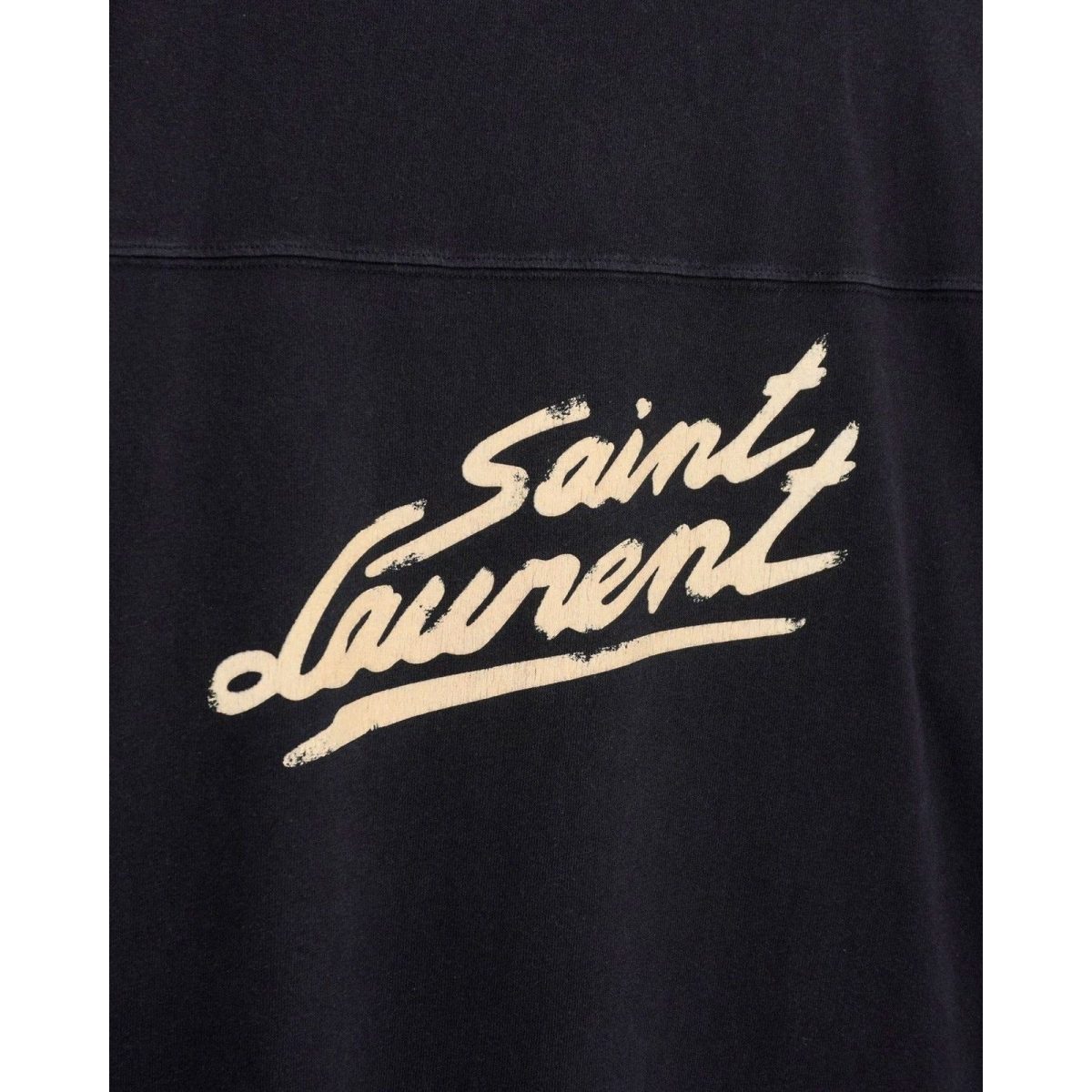 Saint Laurent Distressed 50S Signature Logo Black Tee Shirt — photo 7