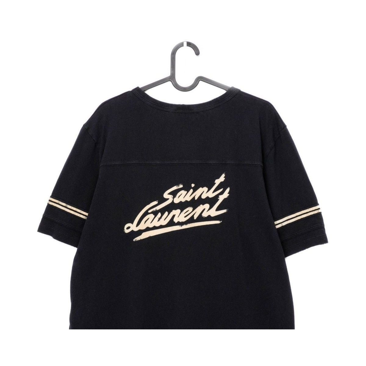 Saint Laurent Distressed 50S Signature Logo Black Tee Shirt — photo 5