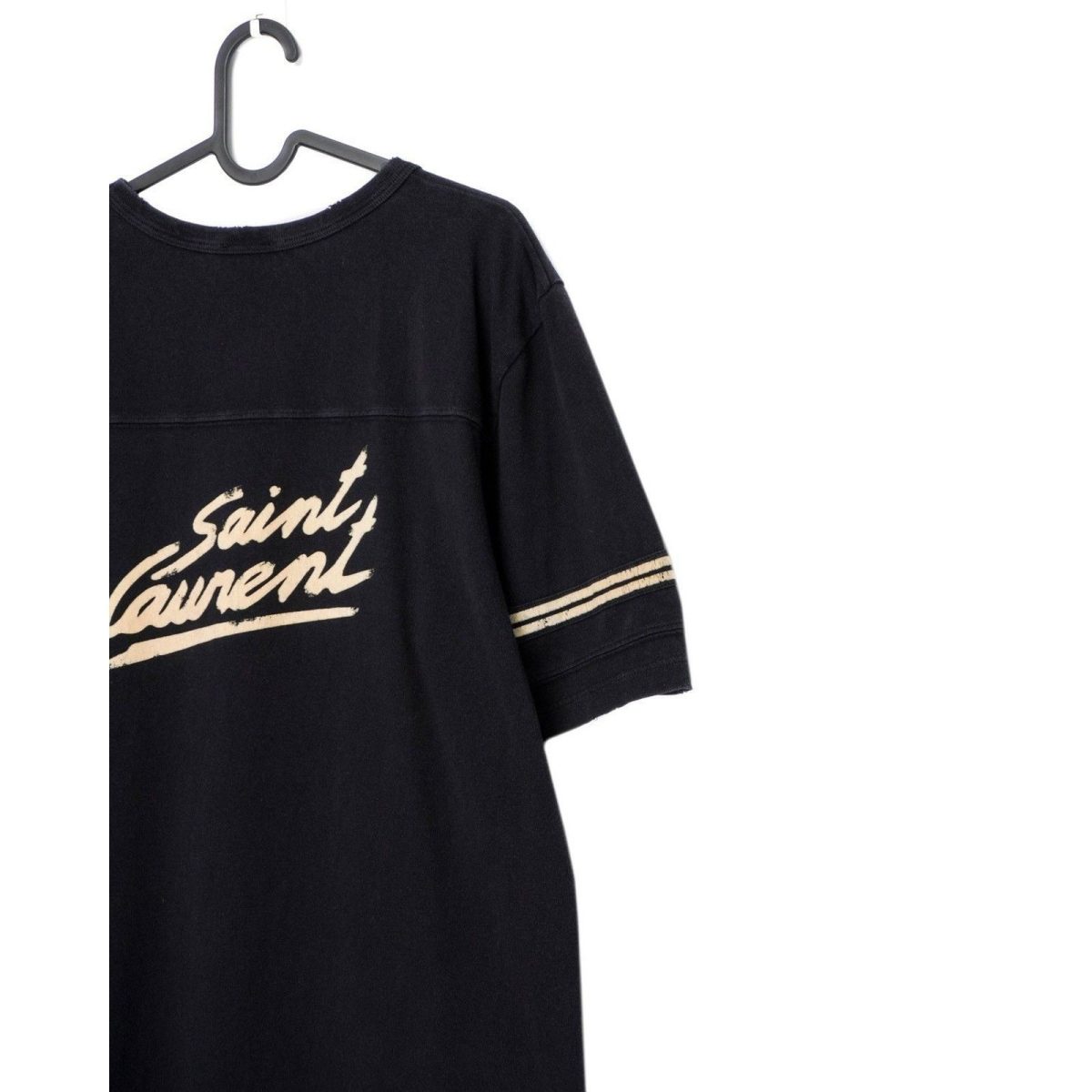 Saint Laurent Distressed 50S Signature Logo Black Tee Shirt — photo 6