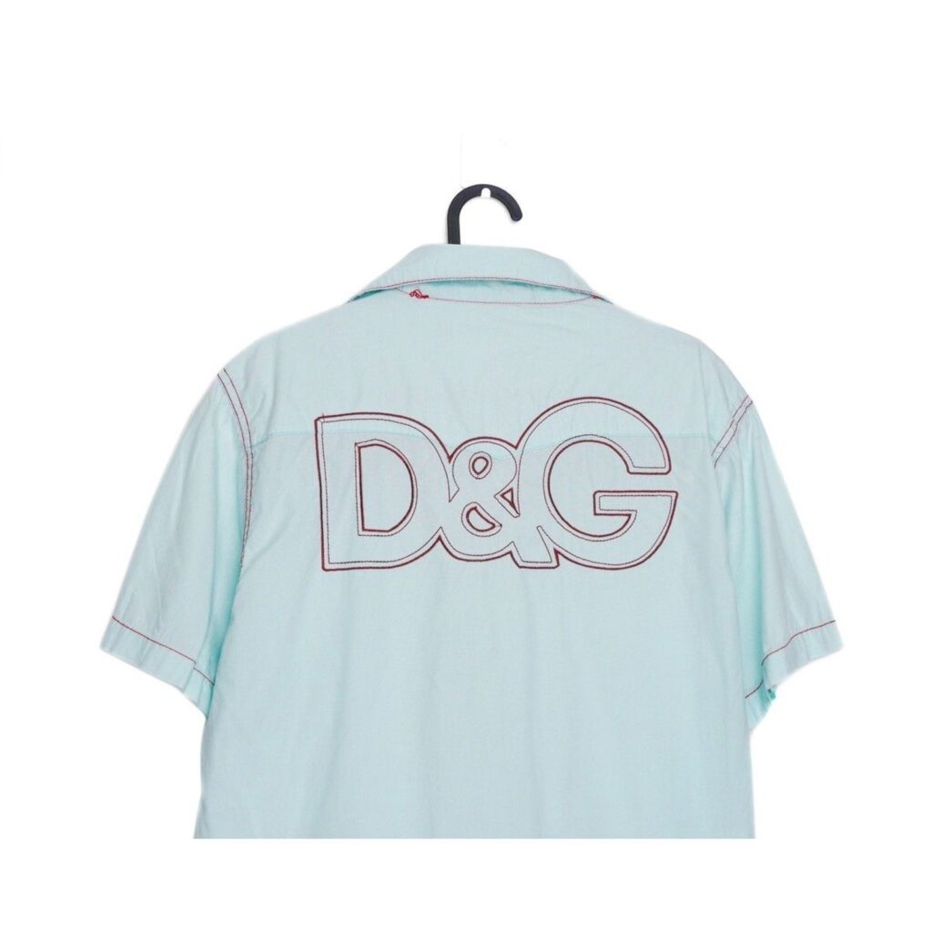 Vintage Dolce Gabbana Tribal DG Red Logo Light Blue Shirt — photo 5