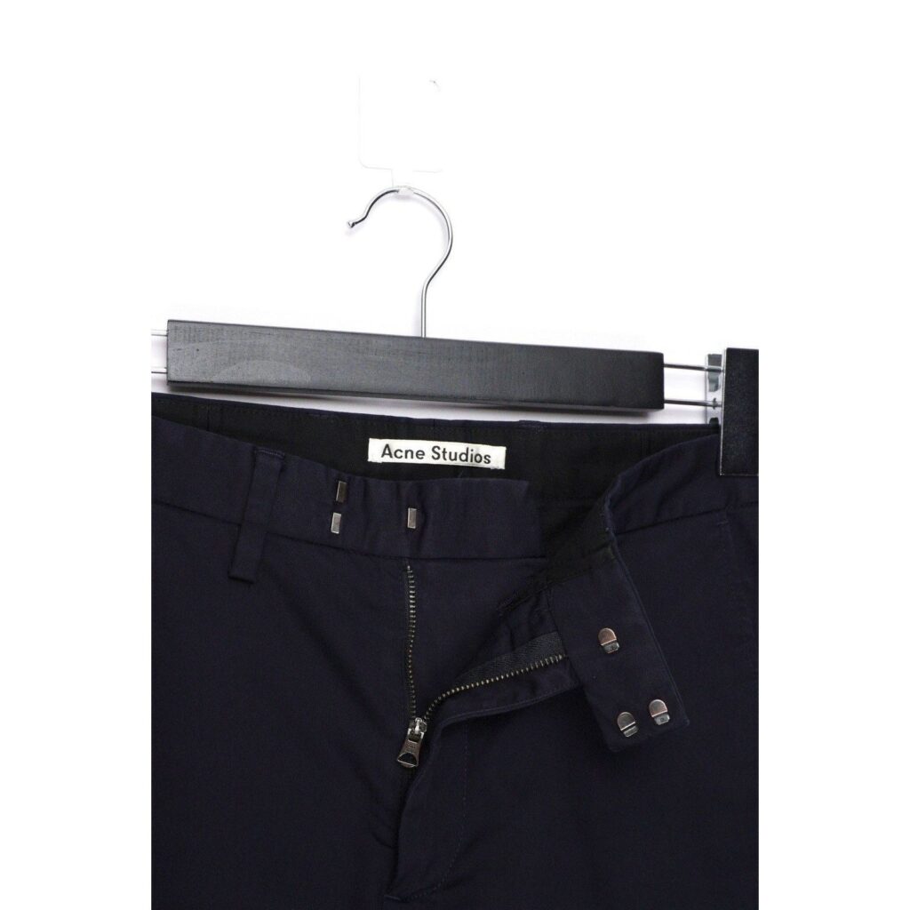 Acne Studios Max Satin Navy Blue Chino Trouser Pants — photo 5