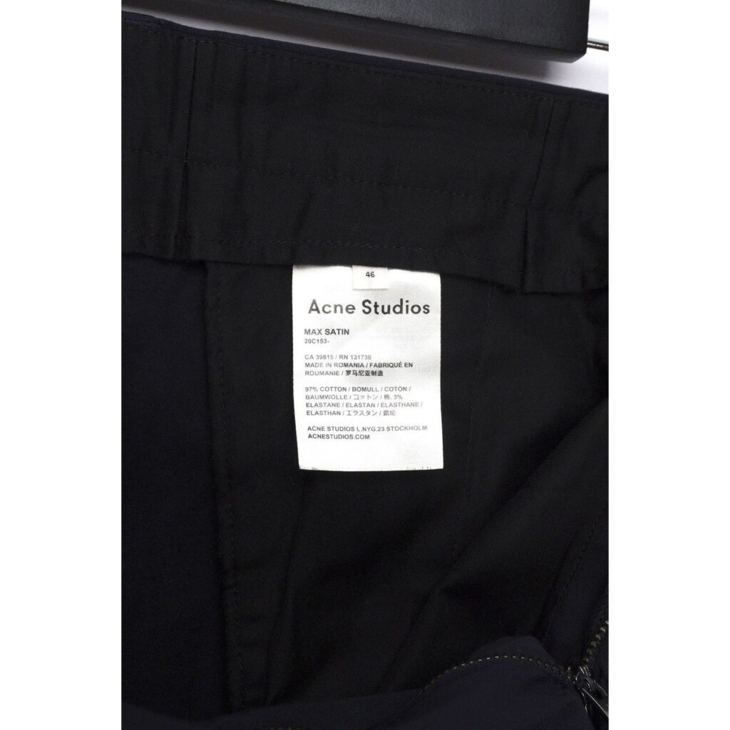Acne Studios Max Satin Navy Blue Chino Trouser Pants — photo 6