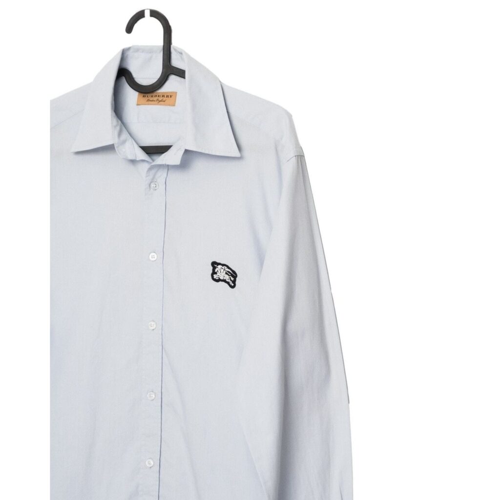 Burberry Equestrian Knight Embroidery Logo Light Blue Shirt — photo 3