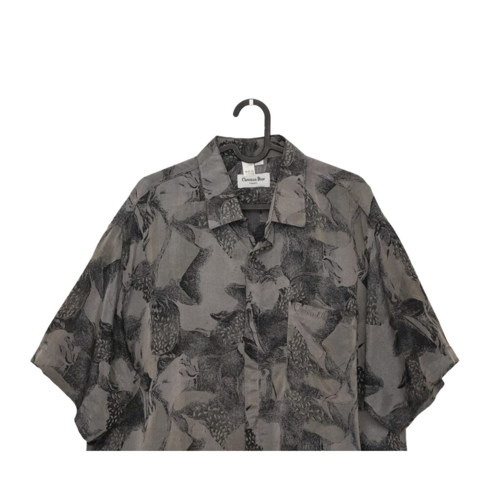 Vintage Christian Dior Abstract Grey Pattern Silk Shirt — photo 2