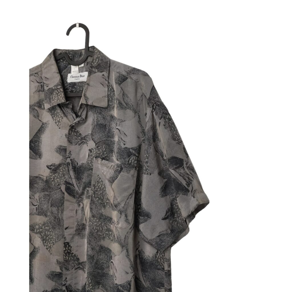 Vintage Christian Dior Abstract Grey Pattern Silk Shirt — photo 3