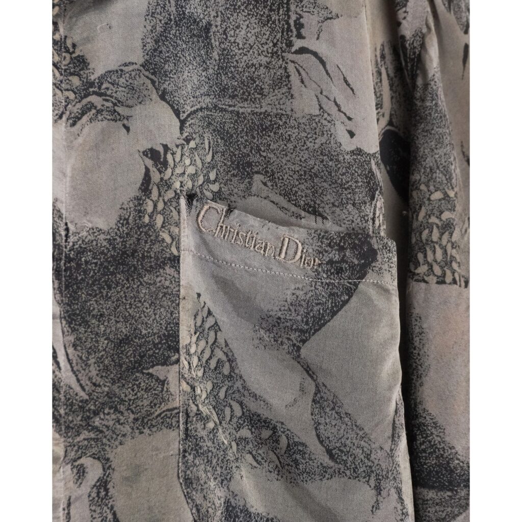 Vintage Christian Dior Abstract Grey Pattern Silk Shirt — photo 5