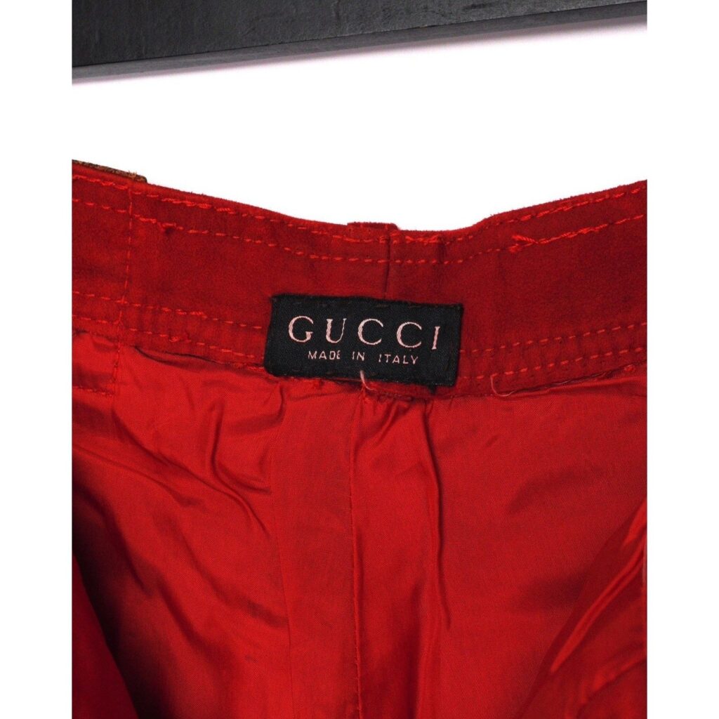Gucci Tom Ford Era 90’s Red Suede Leather High Waist Pants — photo 10